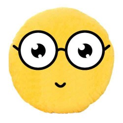 Soft Smiley Emoticon Yellow Round Cushion Pillow Stuffed Plush Toy Doll (Geek)